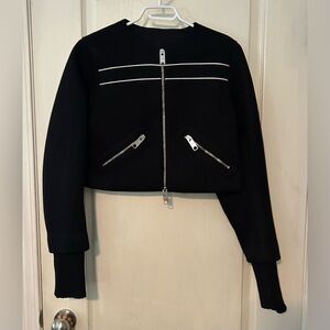 Versus Black Cropped Jacket with Zipper Accents